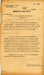 Certificate of City Analyst for Royal Party, no 5722: 29-May-39