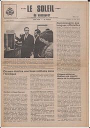 Le Soleil de Vancouver, March 13, 1970, page 1