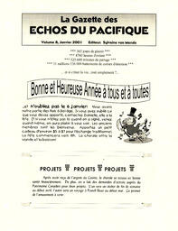   LA GAZETTE DES ÉCHOS DU PACIFIQUE, 2001   , page 1