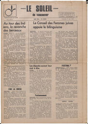 Le Soleil de Vancouver, May 23, 1969, page 1