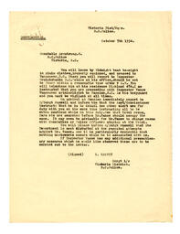 Letter to Constable Armstrong from R. Harvey, BC Police, Victoria: 07-Oct-34