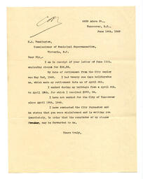 Letter to R.A. Pennington from Vance: 14-Jun-49
