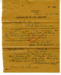 Certificate of City Analyst