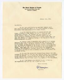 Letter to Vance from Social Register of Canada: 12-Jan-60