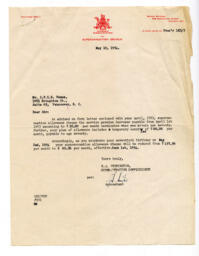 Letter to Vance from R.A. Pennington: 10-May-54