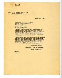 Letter to Vance, from W.W. Foster: 15-Mar-39