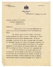 Letter to Chairman and Members of the Board of Police Commissioners from Underhill: 07-Dec-17