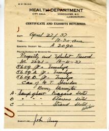 Certificate and Exhibits Returned