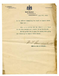 Letter from F.T. Underhill to the Officer Commanding the Seymour Creek Pipe Line Guard: 09-Jun-15