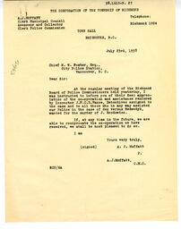Letter to W.W. Foster, Chief of Police, Vancouver from Chief of Police, New Westminster: 23-Jul-38