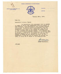 Memo to Vance, from Colonel W. W. Foster, Chief Constable: 25-Jan-37
