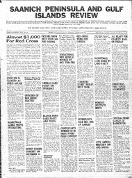 Saanich Peninsula And Gulf Islands Review Wed, November 29, 1939 (Page 1)