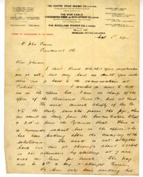 Letter to Vance from Graham Cruckshank, Rossland Power Co.: 01-Sep-04