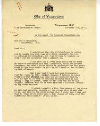 Letter to Chief Constable, Vancouver from Oscar Orr, City Prosecutor: 05-Nov-23