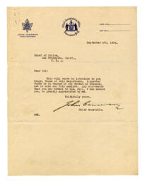 Letter from John Cameron to San Francisco Chief of Police: 04-Sep-34