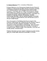 Dr. Beatrice Medicine Bio