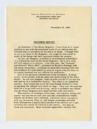 Social Register of Canada Progress Report
