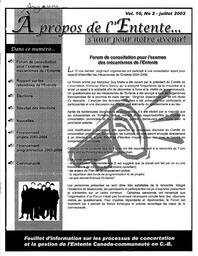   À PROPOS DE L'ENTENTE - FFCB, 2003   , page 1