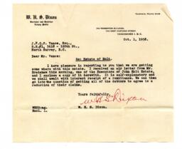 Letter to Vance from W.H.S. Dixon, Barrister and Solicitor: 01-Oct-58