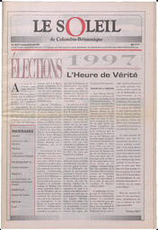 Le Soleil de Colombie-Britannique, May 30, 1997, page 1