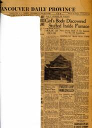 Vancouver Daily Province newspaper article: 27-Dec-38