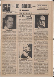 Le Soleil de Vancouver, January 10, 1969, page 1