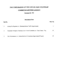 1992-11-09 - City of Port Coquitlam - Committee - Agenda