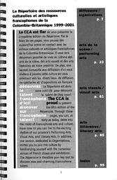   RÉPERTOIRE DES RESSOURCES CULTURELLES, 1999-2001   , page 3