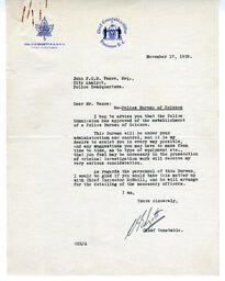Letter to Vance from C.E. Edgett, Chief Constable, Vancouver: 17-Nov-32