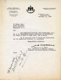Letter to D. McKay, Chief Constable from Vance: 13-Nov-40