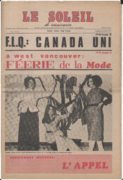 Le Soleil de Vancouver, October 23, 1970, page 1