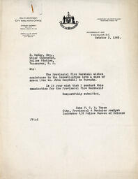 Letter to D. McKay, Chief Constable from Vance: 02-Oct-42