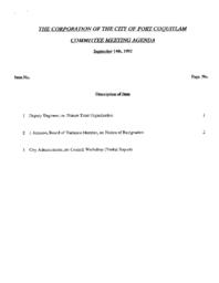 1992-09-14 - City of Port Coquitlam - Committee - Agenda