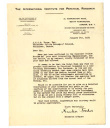 Letter to Vance, from Nandor Fodor: 05-Jan-35