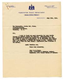 Letter from Vance to Gordon Sloan, Attorney General, Province of B.C