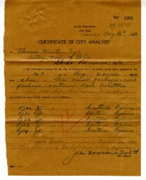 Certificate of City Analyst