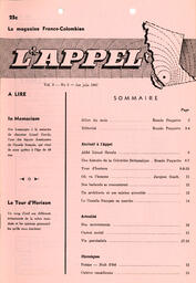   L'APPEL, LE MAGAZINE FRANCO-COLOMBIEN, 1967   , page 1