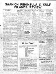 Saanich Peninsula And Gulf Islands Review Wed, November 24, 1937 (Page 1)
