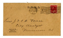 Envelope to Lieut. J.F.C.B. Vance: 07-Mar-17
