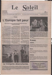 Le Soleil de Colombie, February 15, 1991, page 1
