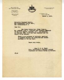 Letter to Detective Sergeant Mackie, New Westminster Police from Vance