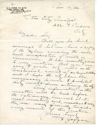Letter from T.H. Jagger to Vance: 17-Nov-26