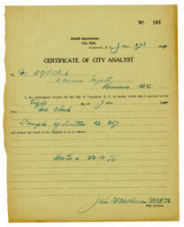 Certificate of City Analyst: 27-Jan-14