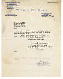 Letter to W.W. Foster, Chief Constable from Vance: 18-Dec-37