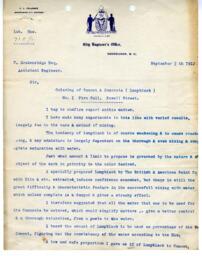 Letter to C. Brakenridge, Assistant Engineer, City of Vancouver from City Chemist: 05-Sep-12