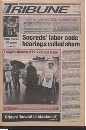   The Pacific Tribune - Wednesday, January 14, 1987   , page 1