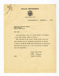 Letter to Vance, from Peter Bruce, Chief of Police: 02-Nov-35
