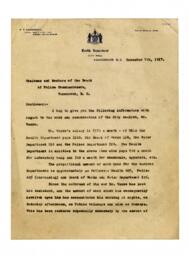 Letter to Board of Police Commissioners from F.T. Underhill, Medical Health Officer: 07-Dec-17