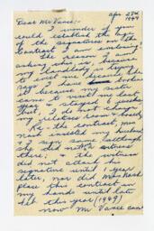 Letter to Vance from Mrs. Ruby Goddard