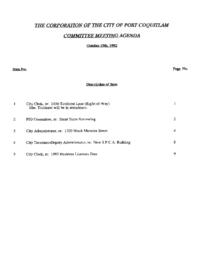 1992-10-19 - City of Port Coquitlam - Committee - Agenda